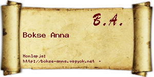 Bokse Anna névjegykártya